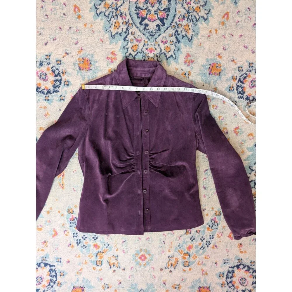 y2k‎ Revue Purple Suede Ruched Button Front Jacket - Medium
